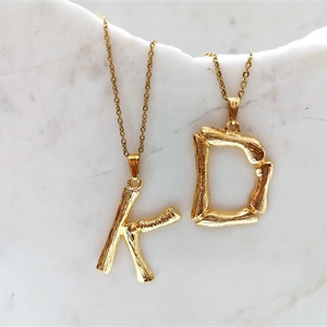 Large Initial Gold Necklace, Letter Layering Necklace, Personalized Monogram Necklace, Necklace for women