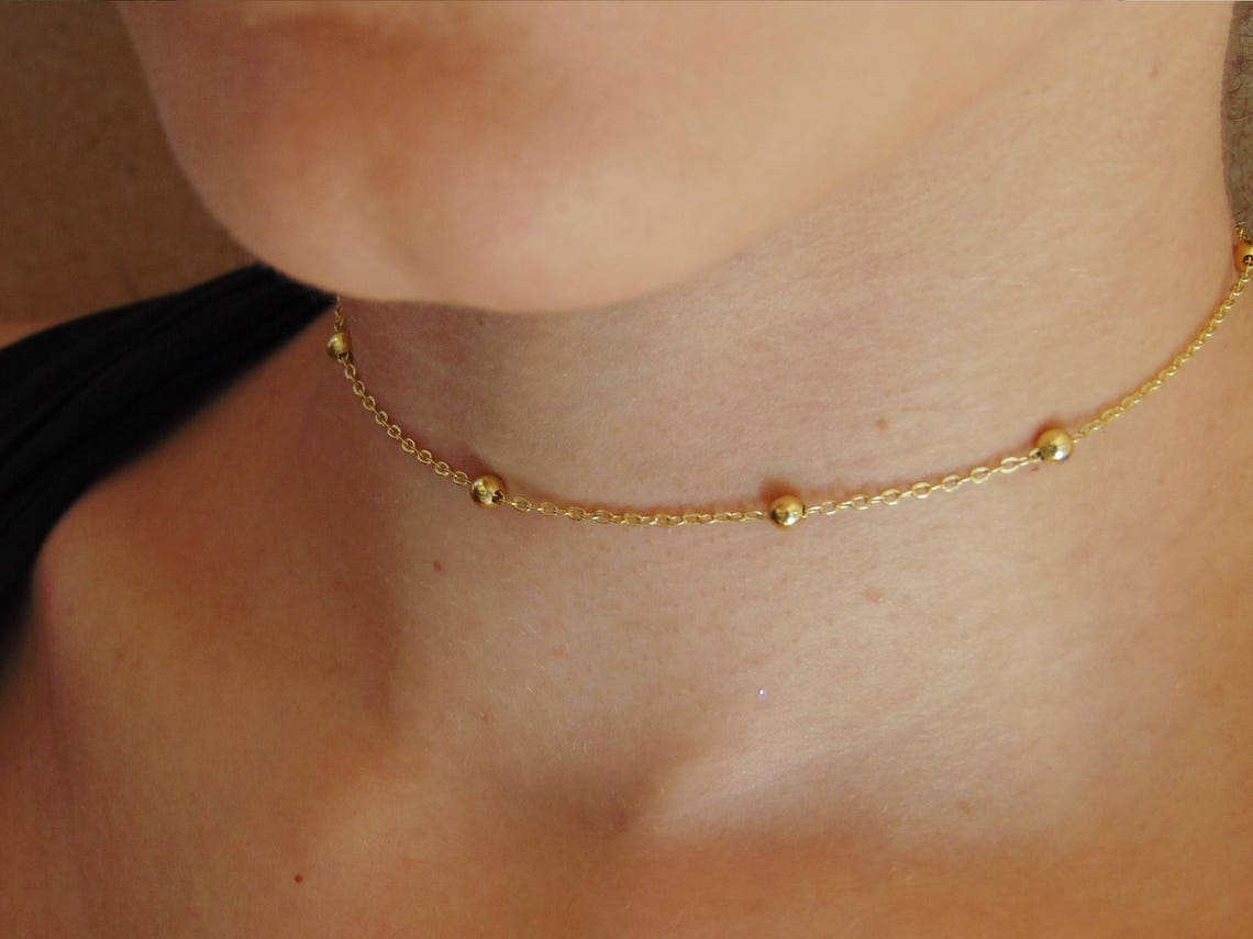 Gold Charm Choker Necklace For Women - Dainty 18k Gold Plated Chain Pendant, Non-Tarnish Trendy Jewelry