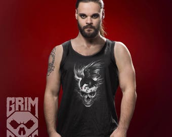 Scull With a Raven Men's tank top