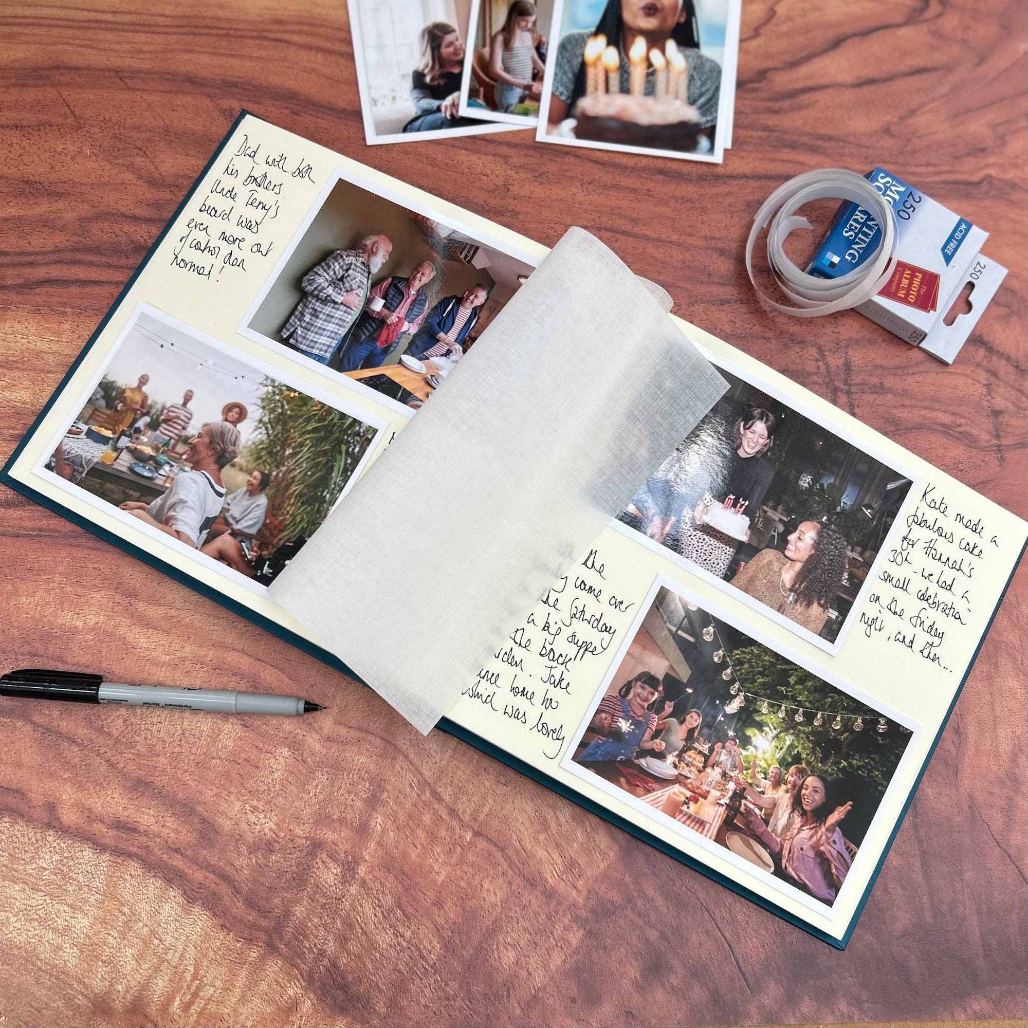 Handmade Children's Photo Album in Green and White, Hand-bound