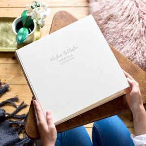 Personalized Linen Wedding Photo Album: Large Handmade Hot Foil Album