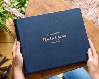 Bespoke Large Leather Landscape Wedding Guest Book