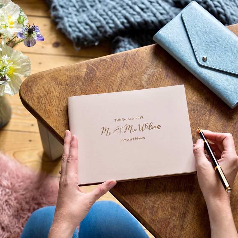 Personalised Leather Bound Wedding Guest Book Etsy UK