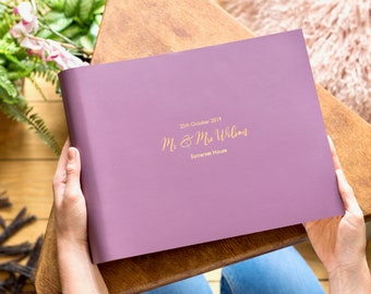 Landscape Leather Wedding Guest Book with Your own Words