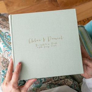 Large Wedding Guest Book handmade with Linen