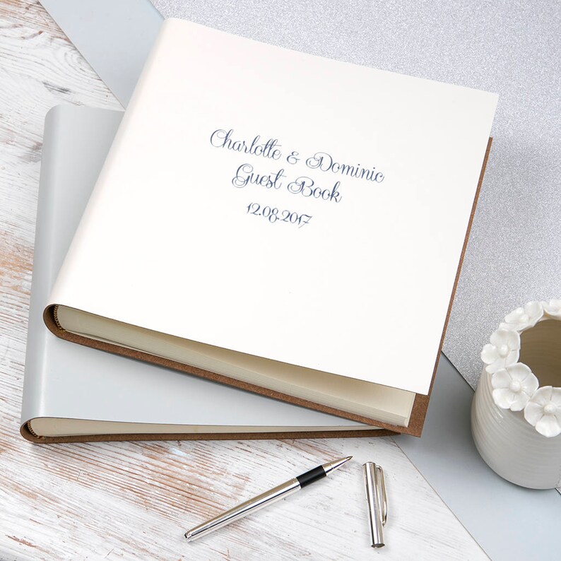 Romantic Font Large Leather Guest Book Etsy UK
