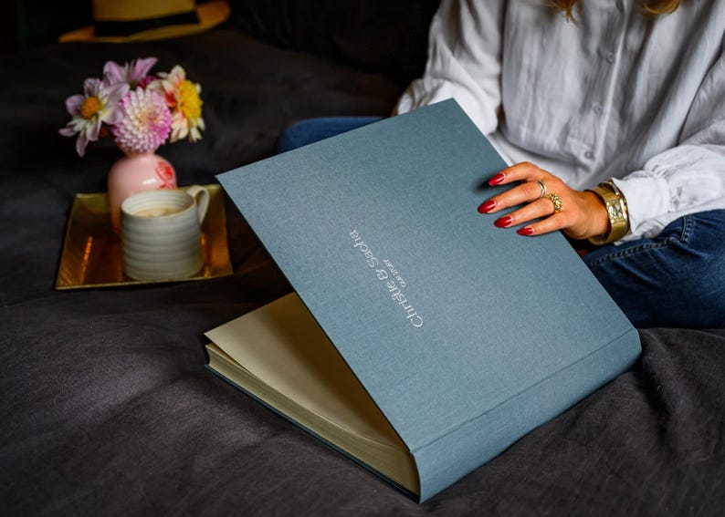 Large Linen Photo Album or Scrapbook perfect for Weddings, Anniversaries or Just Because