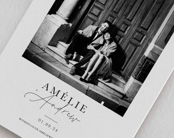 Amélie Photo Wedding Invitation - Customizable & Elegant