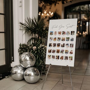 Individuelles Foto Hochzeit Sitzplan Schild & Vorlage | Olivia