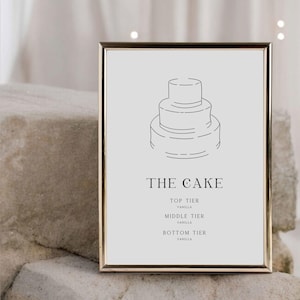 The Cake Illustriertes Hochzeitsschild | Moderner Kuchen | Bearbeitbare Vorlage 5x7" | Digitaler Download