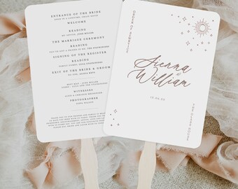 Wedding Order of Service, Sienna Fan Wedding Program, Double Sided Ceremony Programme, Church Service Card, Wedding Stationery