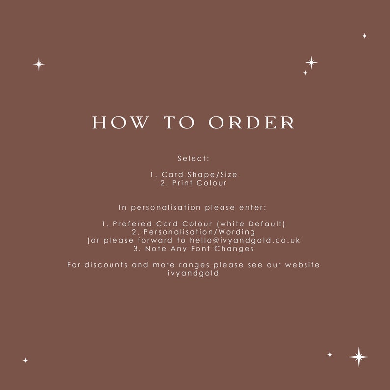 a brown background with white stars and the words how to order
