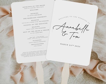 Wedding Order of Service, Annabelle Fan Wedding Program, Double Sided Ceremony Programme, Church Service Card, Wedding Stationery