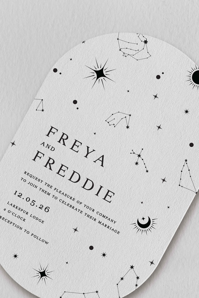 Constellation Wedding Invite, Celestial Wedding Invites, Freya Collection image 2