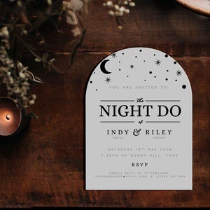 Celestial Evening Wedding Invitation, Moon and Stars, Indy Collection