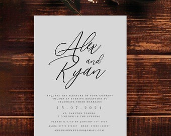 Elegant Evening Reception Invite, Night Time Invites, Alex Collection