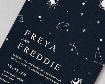 Constellation Wedding Invite, Celestial Wedding Invites, Freya Collection