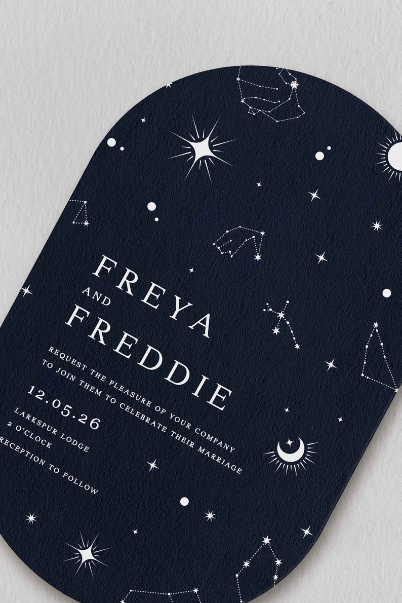 Constellation Wedding Invite, Celestial Wedding Invites, Freya Collection image 1