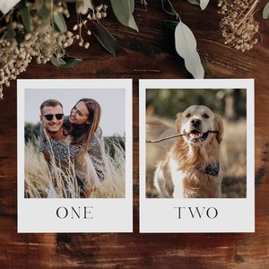 Olivia Custom Polaroid Style Wedding Table Numbers - Personalised with Your Love Story