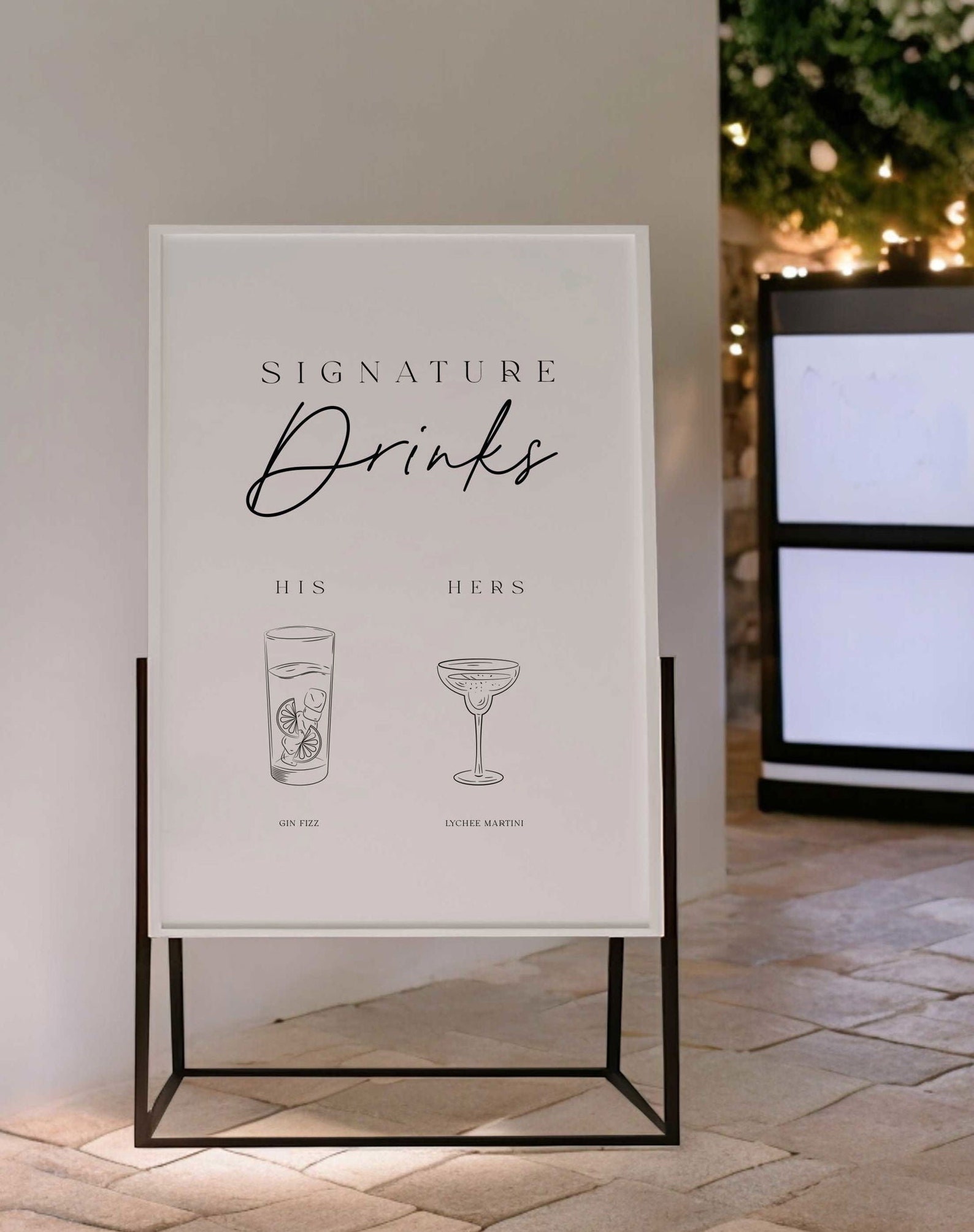 Custom Couples Cocktail Bar Menu Wedding Reception Decor Personalized