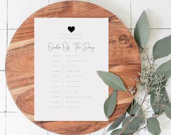 Elegant On-the-Day Wedding Stationery: Personalised Order of Events Timeline Print