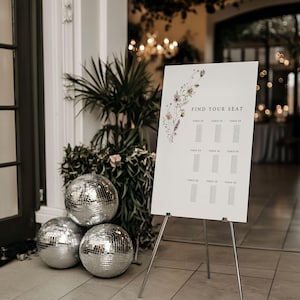 Wiesenblumen Hochzeit Sitzplan Schild & Vorlage | Bronze