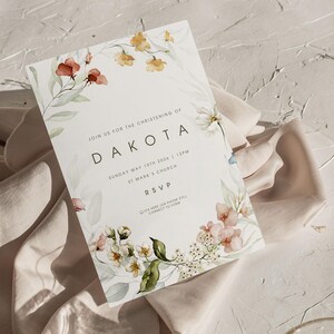 Invitación para bautizo/bautizo/día del nombre de Dakota Wildflower / Descarga digital