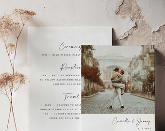 Personalised 'Camille' Photo Wedding Invitation Sets - Customisable Packs