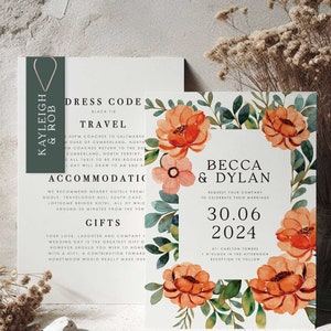 Rustic Terracotta Arch Floral Acrylic Wedding Invitations CAX110