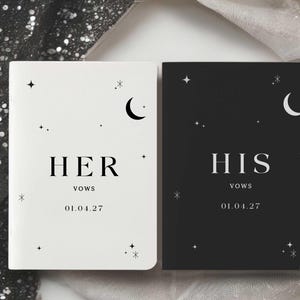 Hochzeitsgelübde des Mondes und der Sterne | Elegantes personalisierbares Andenken | Himmlische Gelübde Journal für Bräute & Bräutigame