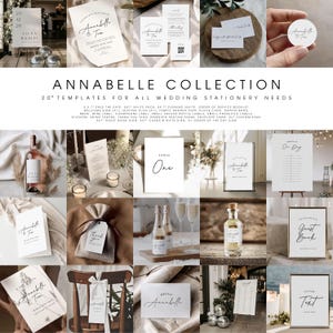 Annabelle Modernes Komplettes Hochzeits-Papeterie-Paket | Einladungen, Schilder, Bevorzugungen & mehr | Digitaler Download