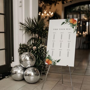 Citrus Botanische Hochzeit Sitzplan Zeichen & Vorlage | Hannah