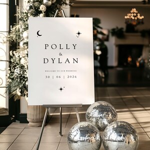 Panneau de bienvenue pour mariage céleste | Décoration d'événement nuit étoilée | POLLY
