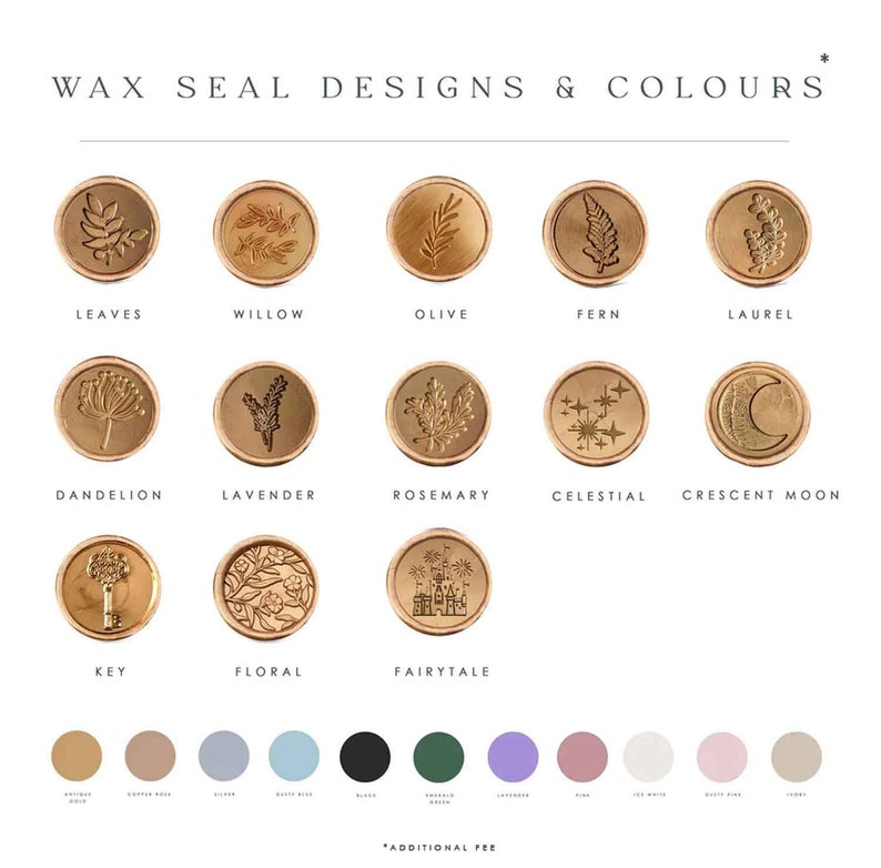 the wax seal designs and colours