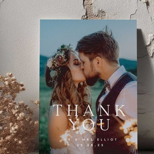 Wedding Thank You Card, Folded Landscape Thank You Card, Thank You Postcard, Thank You Cards, Wedding Thank You Cards with Photo