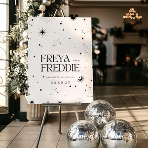 Panneau de bienvenue pour mariage Constellation | Décoration d'événement étoilée personnalisée | FREYA