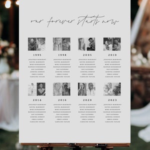 Vintage Wedding Table Plan Decoration Ideas - Heidi Photo Timeline Seating Plan - Customizable