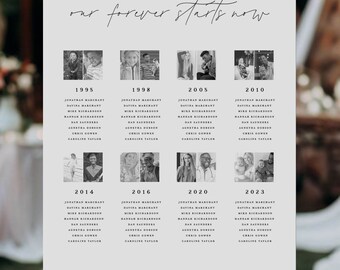 Vintage Hochzeit Tischplan Dekoration Ideen - Heidi Photo Timeline Sitzplan - Individuell anpassbar