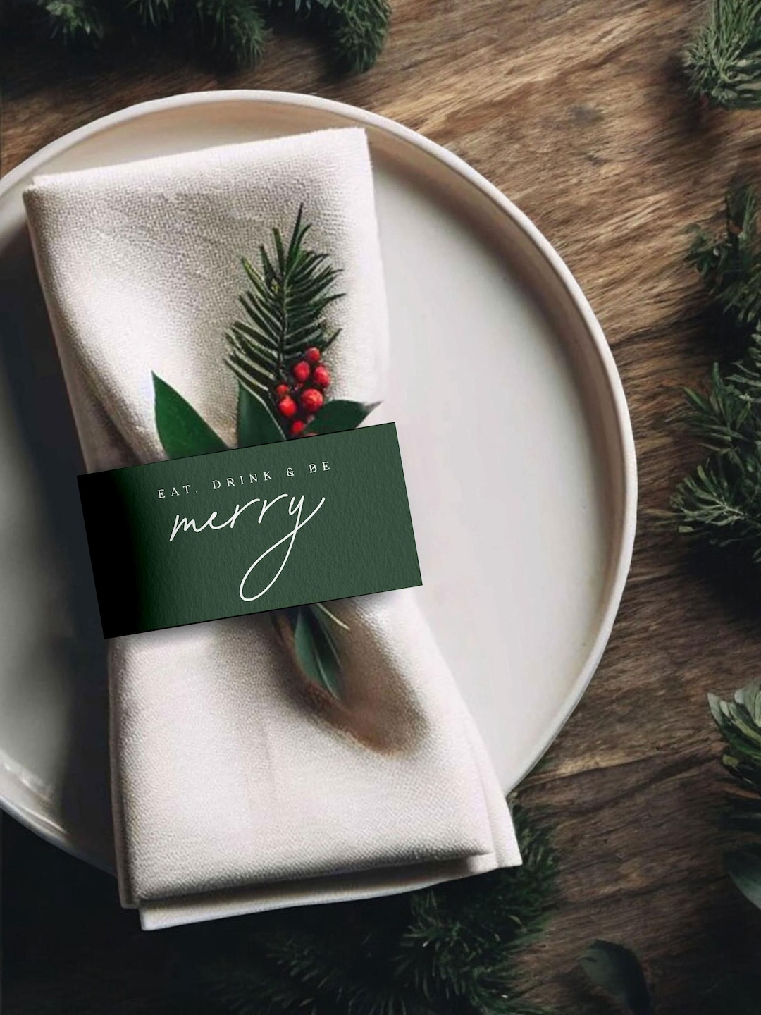 Printable Napkin Bands Christmas