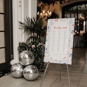 Mediterrane Fliesen Hochzeit Sitzplan Schild & Vorlage | Florenz