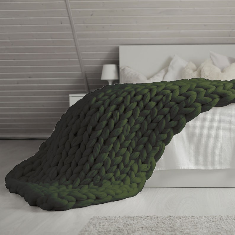 Customisable Colour Super Chunky Bed Runner Knit Merino ...