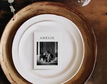 Personalised 'Amelie' Place Card for Stunning Place Settings with Photo | Custom Wedding Decor