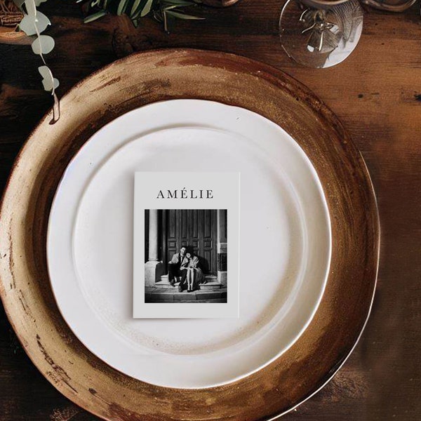 Personalised 'Amelie' Place Card for Stunning Place Settings with Photo | Custom Wedding Decor