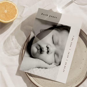 Zach Modern Photo New Baby Card | Geboortekaartje | Bedankje | Digitale download