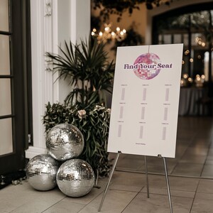 Disco Ball Hochzeit Sitzplan Schild & Vorlage | Späher