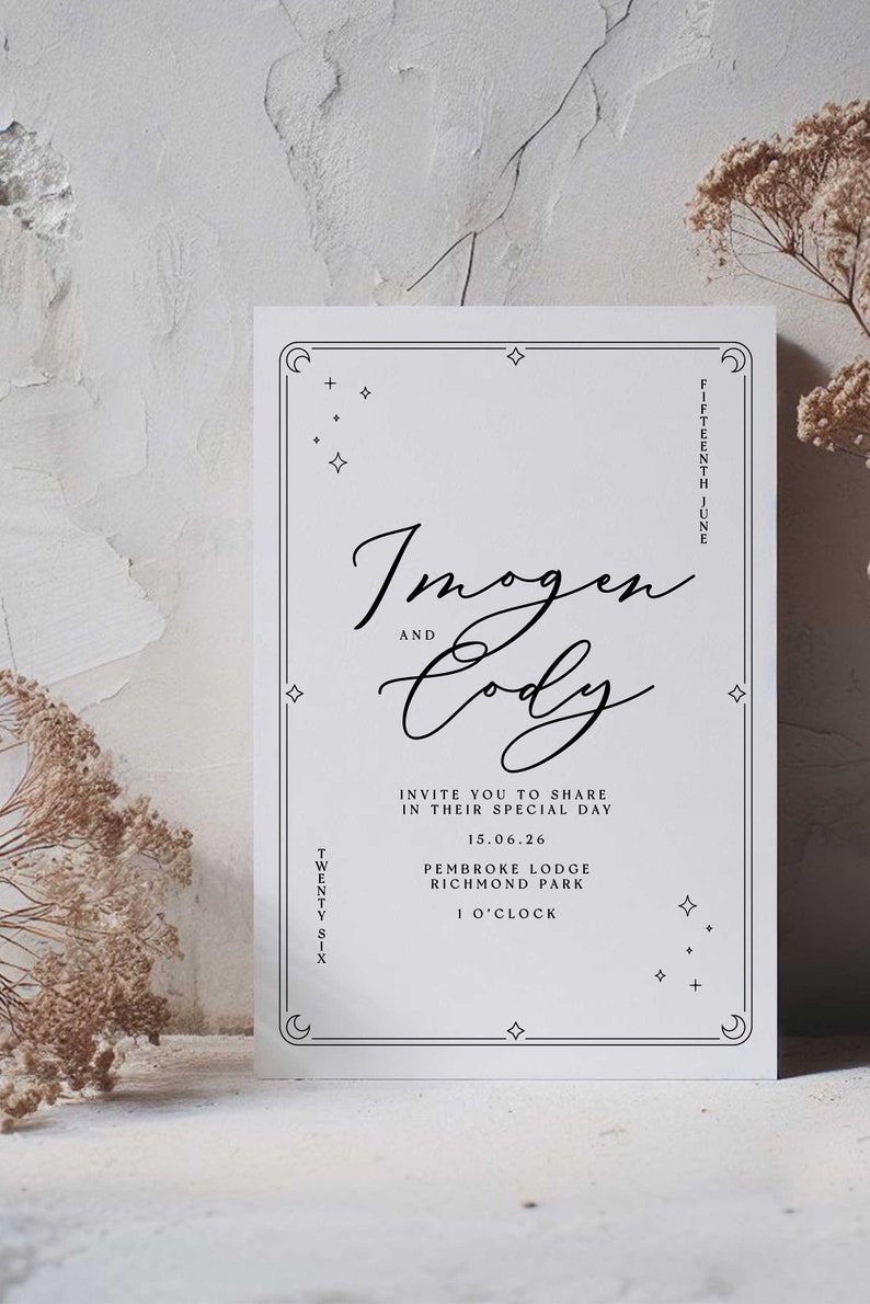 Imogen' Alternative Wedding Invitation Goth Inspired Design image 2