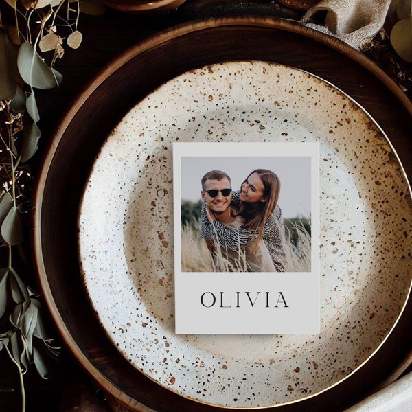 Polaroid Place Cards, Personalised Place Names, Olivia Collection