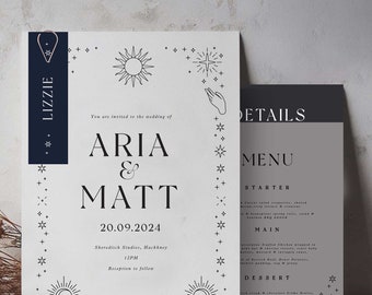 Personalized 'Aria' Tarot Wedding Invitation Sets - Astrology Inspired