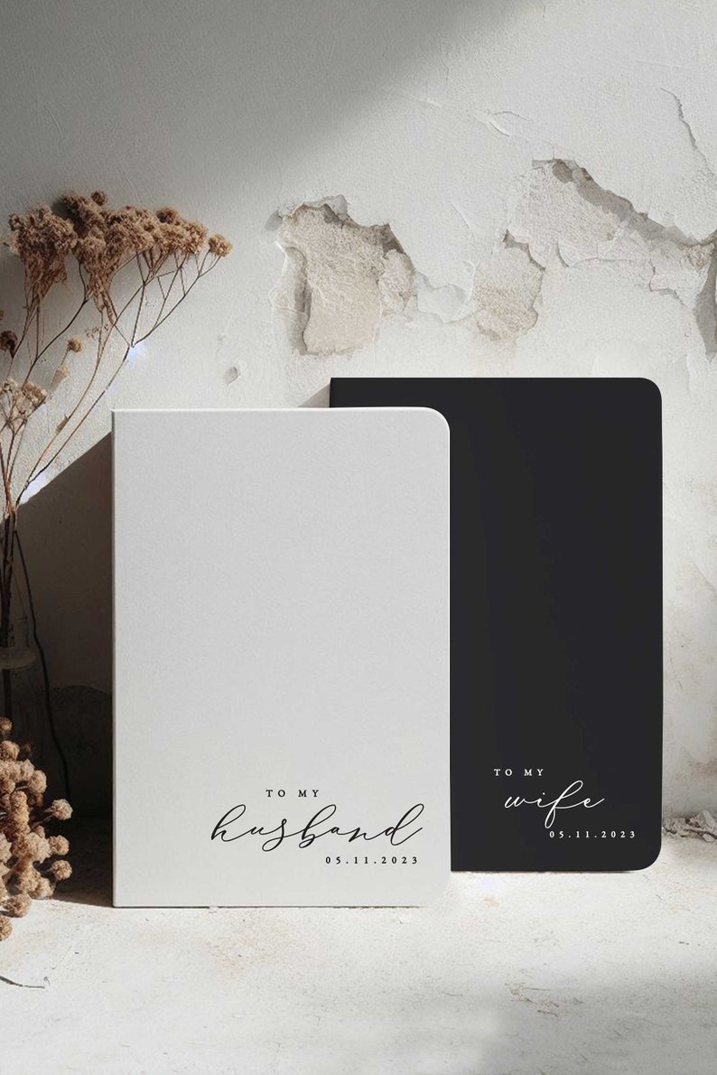 To My Husband Vow Books, Pack of 2, Vow Books, Minimalist Vow Books, To My Wife Vows, Bride Vows, Groom Vows, Custom Vow Books, Calligraphy image 1