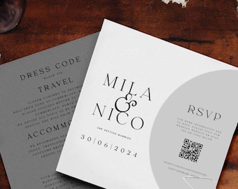 Minimal Invitation Sets - Monochrome Design - Mila Collection